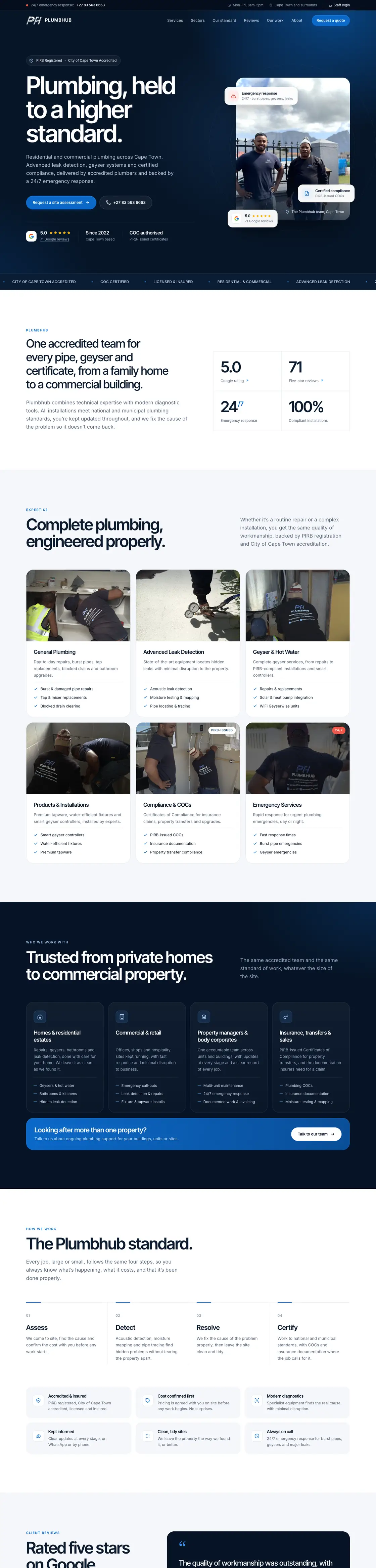 The Plumbhub website, the whole page