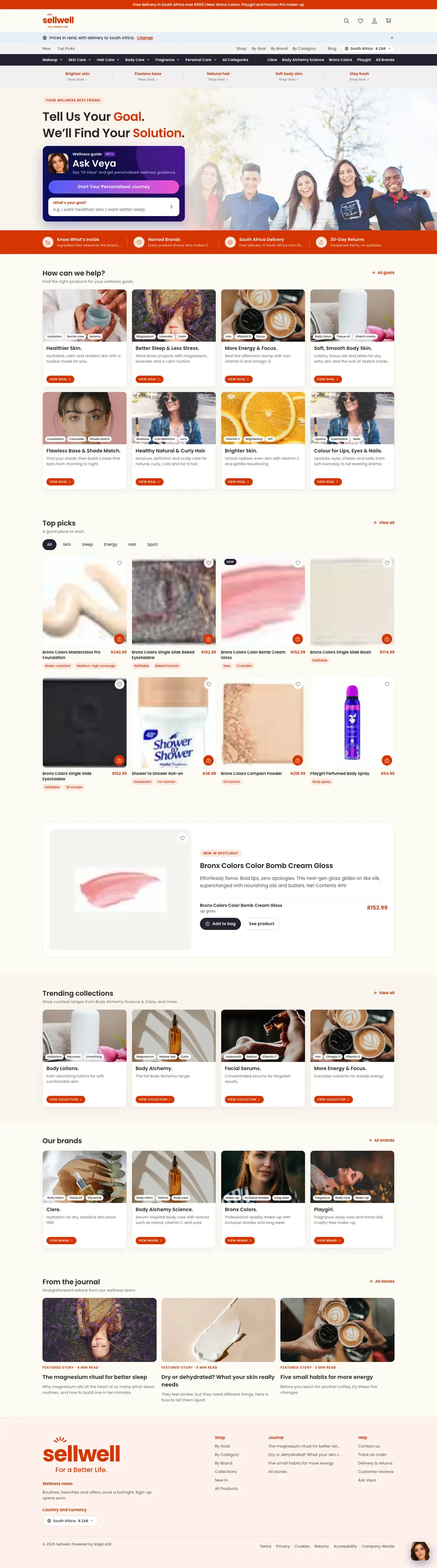 The SellWell website, the whole page